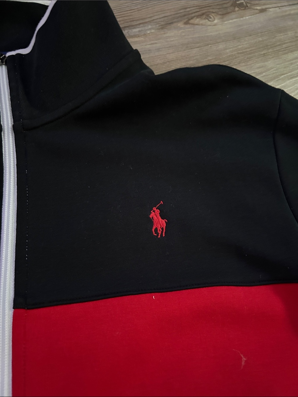 Polo by Ralph Lauren Black, Red & White Block Track Jacket - Picture 4 of 11
